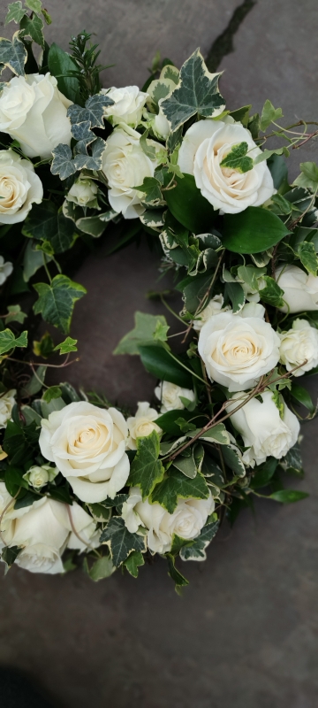 Large White Rose Wreath